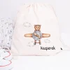 Worek dla dziecka do przedszkola z misiem w chmurkach + imię