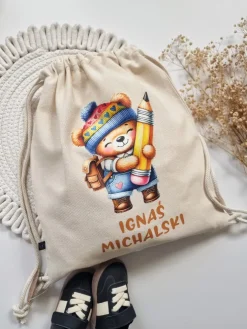 Worek dla dziecka misio z kredką + imię