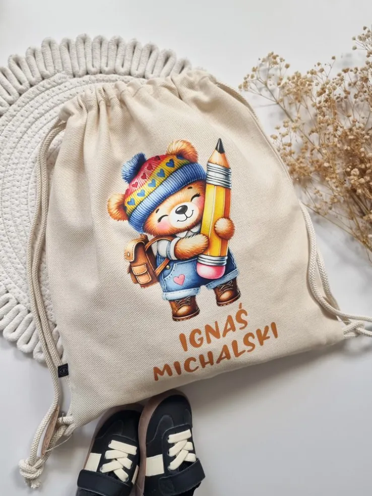Worek dla dziecka misio z kredką + imię