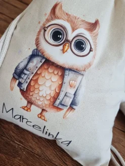 Worek dla dziecka z nadrukiem sówki + imię
