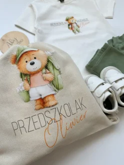 Zestaw do przedszkola 3el. misio z zielonym plecakiem