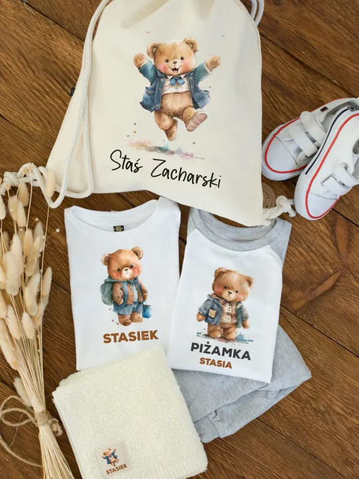Zestaw do przedszkola 4el. z nadrukiem misia